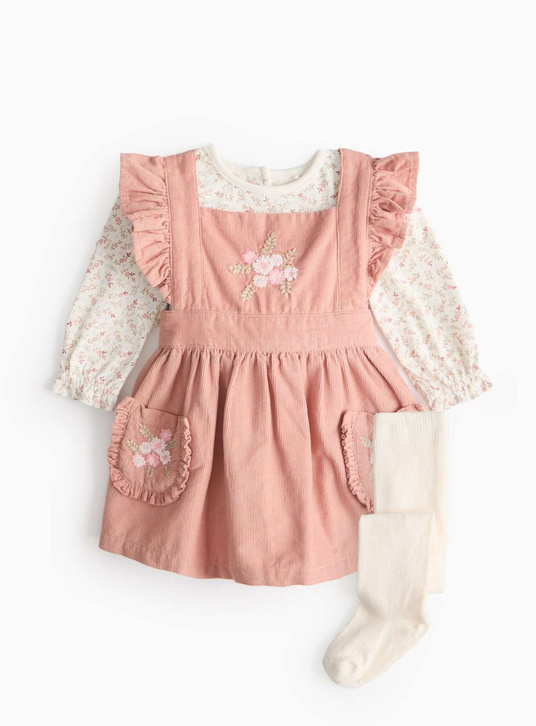 Pink Vintage Dress with Bodysuit & Tights 18-24 months