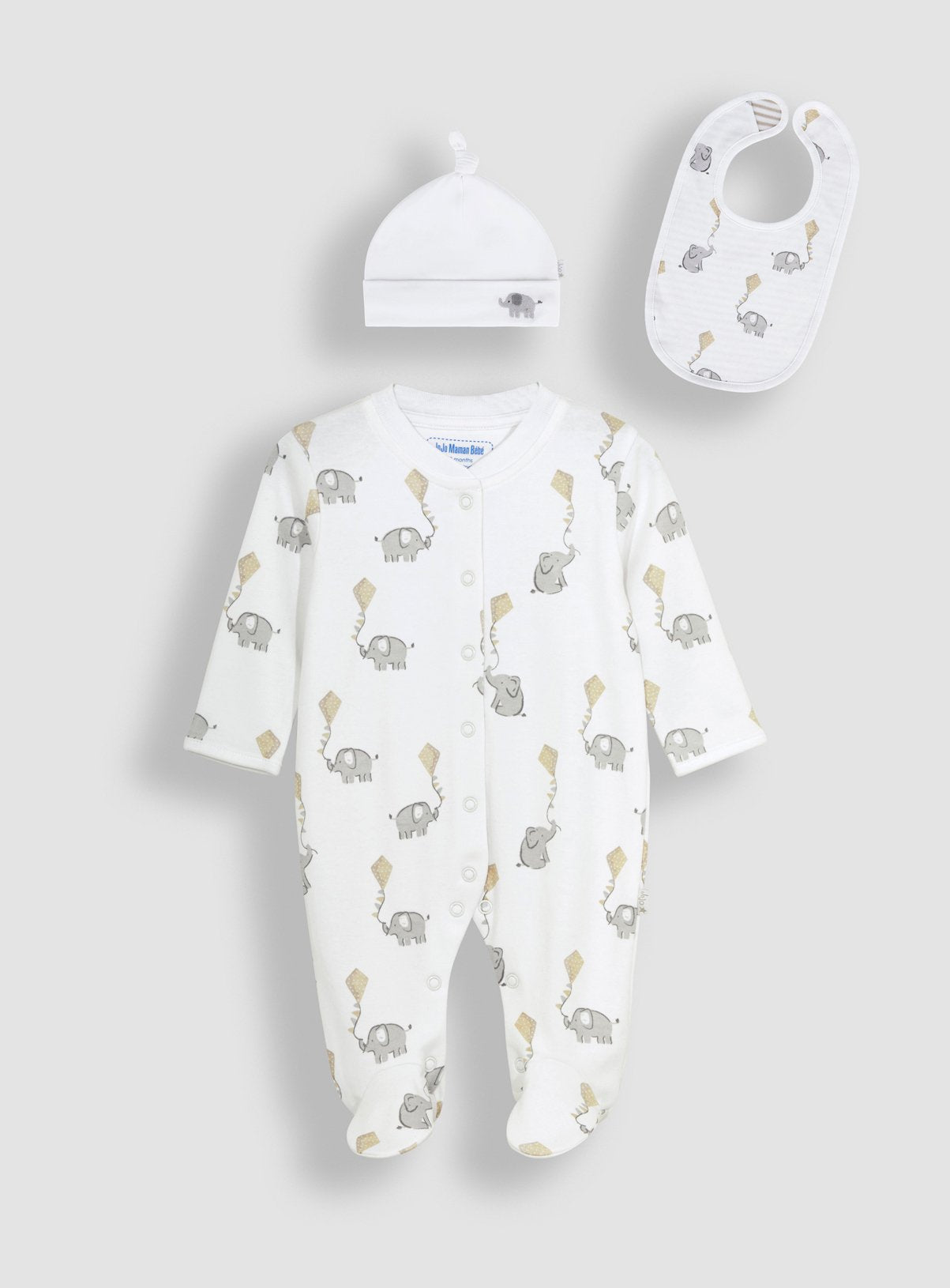 JOJO MAMAN BÉBÉ 3 Pack Sleepsuit, Hat & Bib Set 3-6 months GOODS Argos