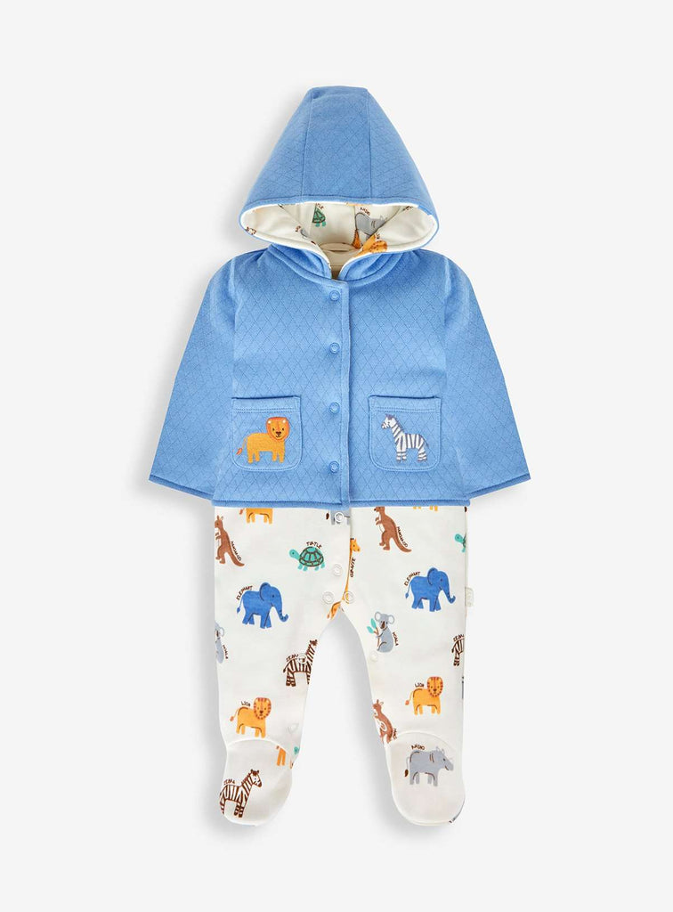 JOJO MAMAN BÉBÉ 2 Piece Safari Sleepsuit & Jacket Set Newborn