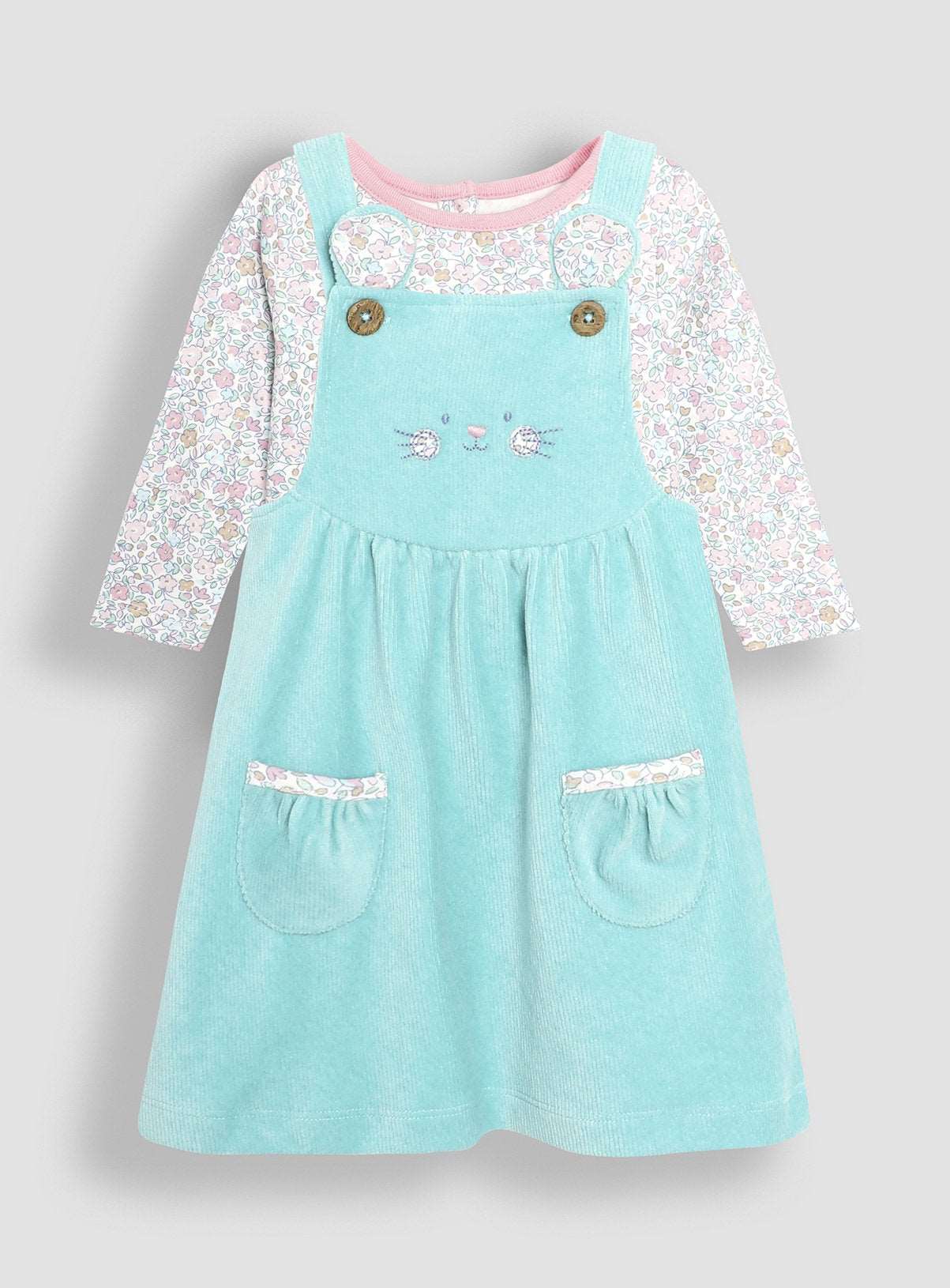 JOJO MAMAN BÉBÉ 2 Piece Mouse Velour Pinafore Dress & Top Set 18-24 months GOODS Argos