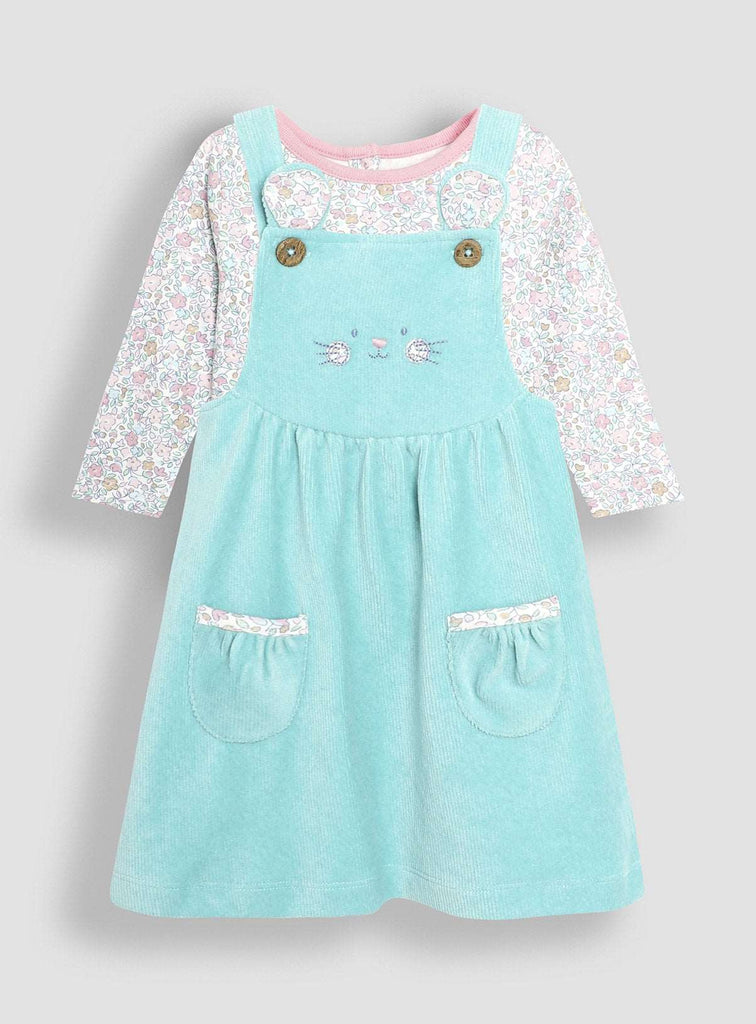 JOJO MAMAN BÉBÉ 2 Piece Mouse Velour Pinafore Dress & Top Set 18-24 months