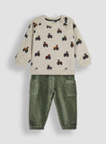 JOJO MAMAN BÉBÉ Tractor Print Sweatshirt & Velour Cargo Jogger Set Up To 3 mths GOODS Argos