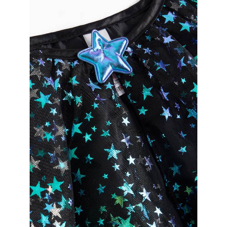 Star printed mesh cape and wand set - imported from the UK