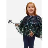 Star printed mesh cape and wand set - imported from the UK