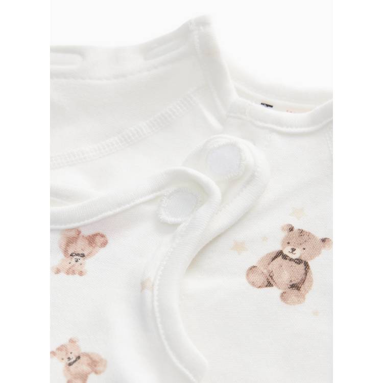 Premature baby starter set white teddy bear print 5-piece 3lbs, imported from the UK