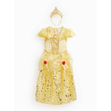 Belle fancy dress costume for ages 7-8 with golden dress and headband - British product