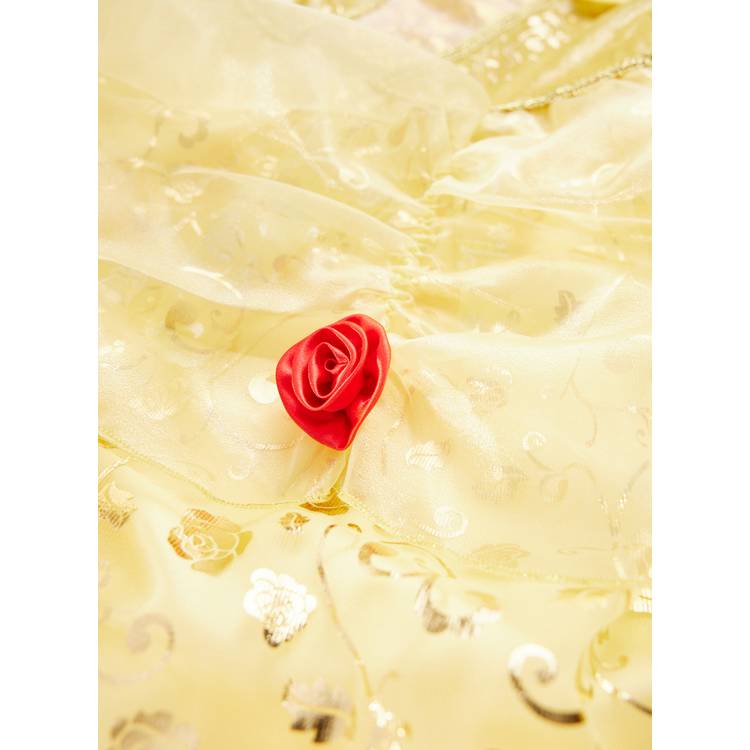 Belle fancy dress costume for ages 7-8 with golden dress and headband - British product