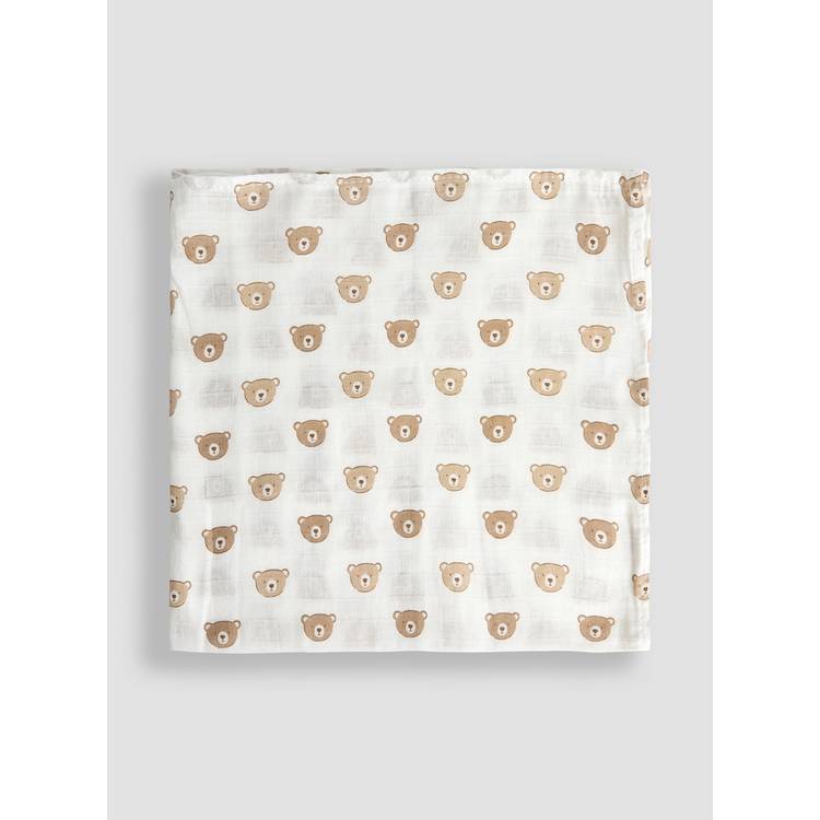 JoJo Maman Bébé 5 pack bear embroidered muslins (British brand)