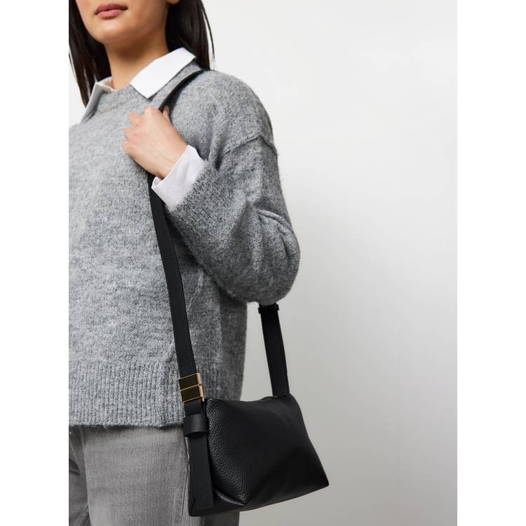 Black minimal crossbody bag faux leather adjustable strap - British product