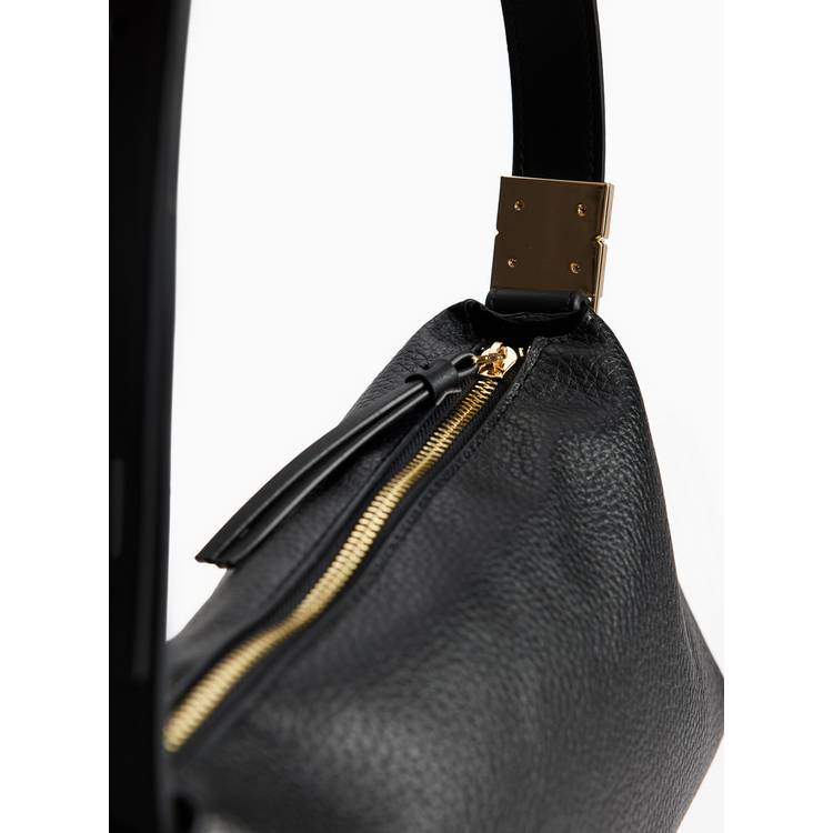 Black minimal crossbody bag faux leather adjustable strap - British product