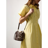 Chocolate cutwork bucket shoulder bag one size (British brand)