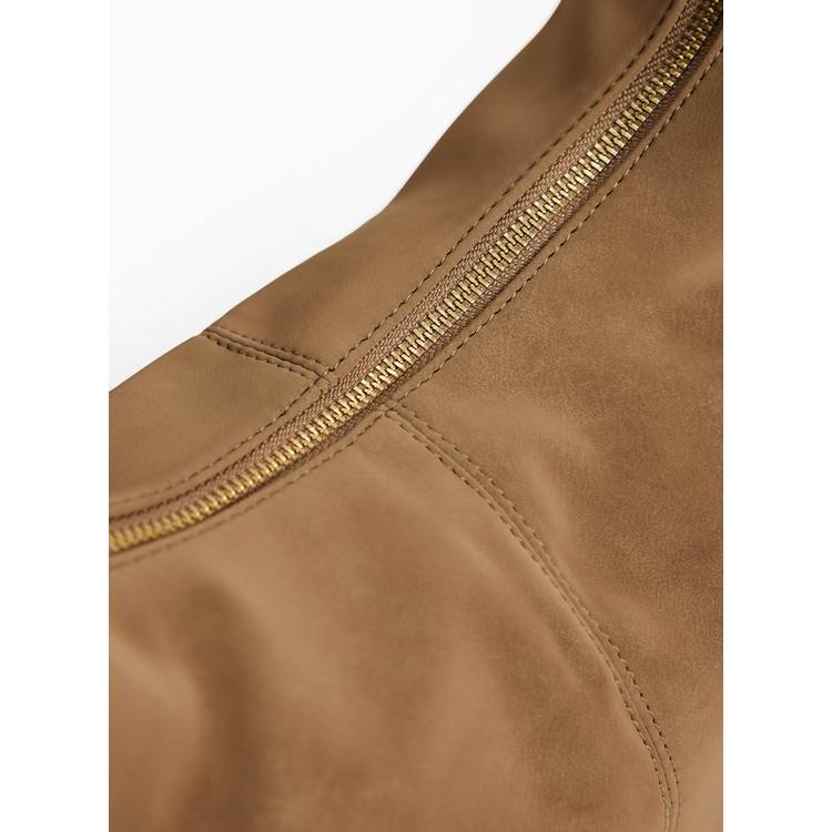 Tan faux suede slouch shoulder bag one size, UK version