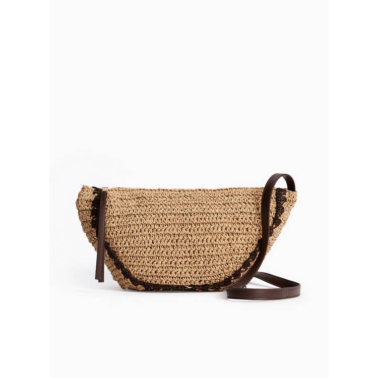 Stone straw half moon crossbody bag, UK version