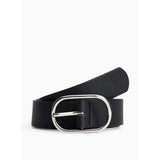 Black oval buckle PU belt L, imported from the UK
