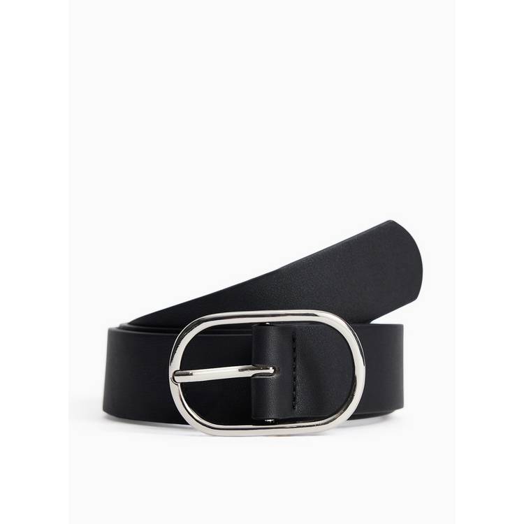 Black oval buckle PU belt L, imported from the UK