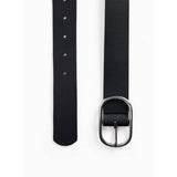 Black oval buckle PU belt L, imported from the UK