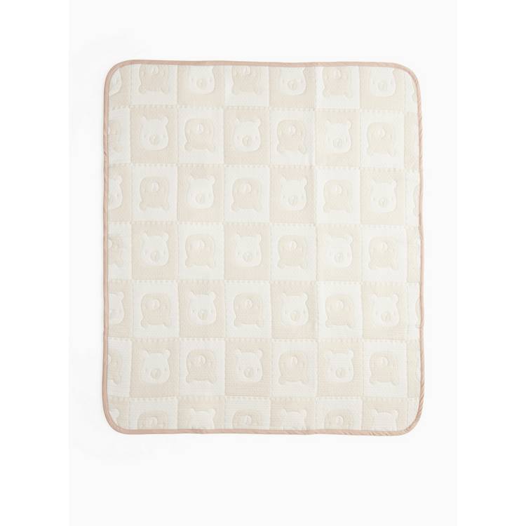 Beige bear checkerboard baby blanket one size, UK version