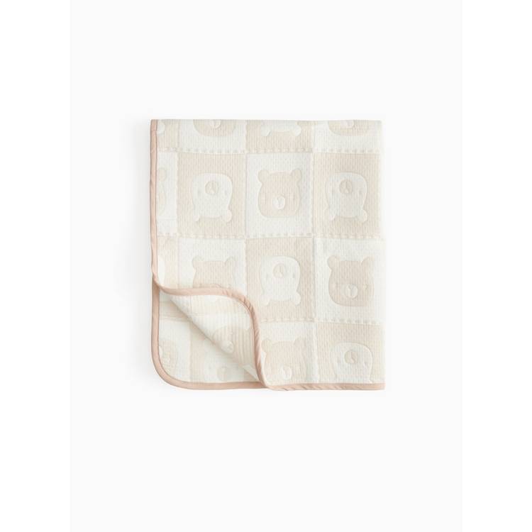 Beige bear checkerboard baby blanket one size, UK version