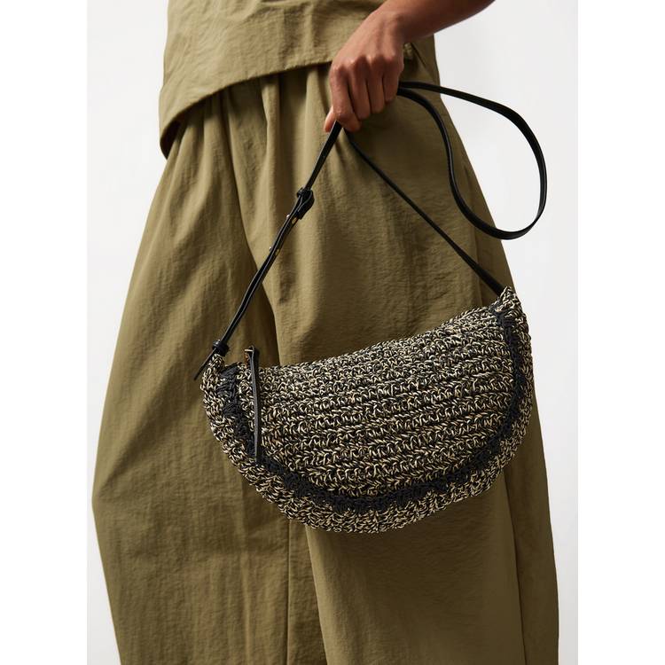 Half moon straw crossbody bag one size - British product