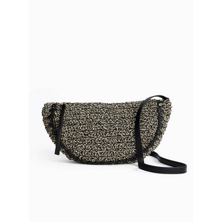 Half moon straw crossbody bag one size - British product