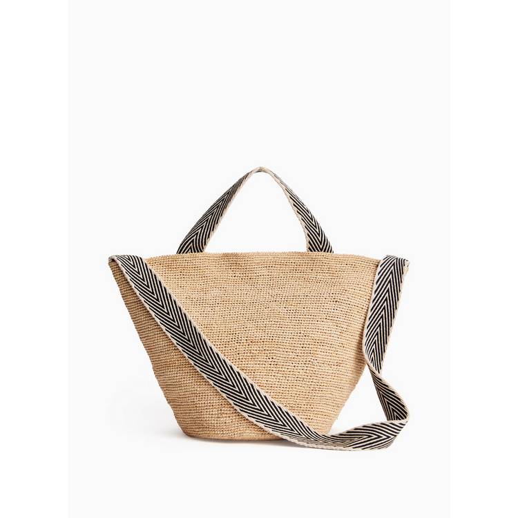 Raffia bucket shoulder bag one size, imported from the UK