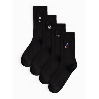 Argos Black Football Embroidered Ankle Socks 4 Pack (6-8.5)- Buy online at McGrocer