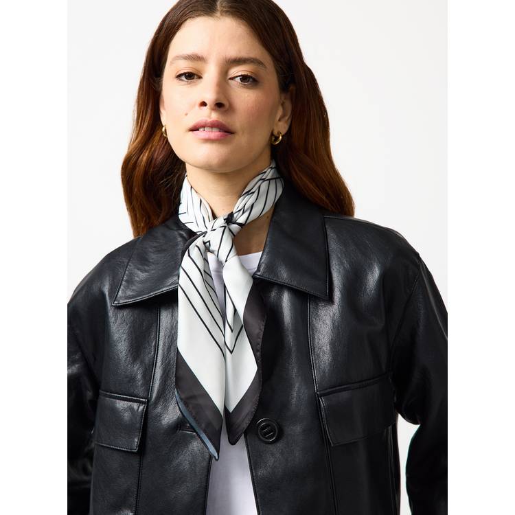 Mono linear print satin scarf, one size, imported from the UK