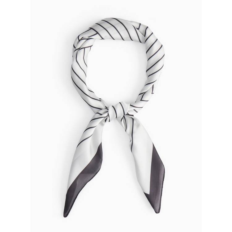Mono linear print satin scarf, one size, imported from the UK