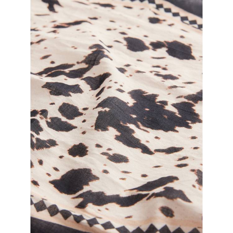 Cow print scarf cream colourway one size, imported from the UK