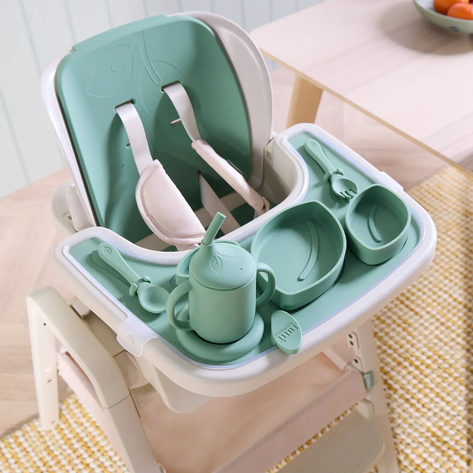 Tutti Bambini Nova highchair accessory pack in Basil, 10-piece (British brand)