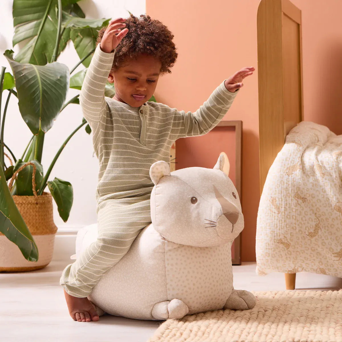 Tutti Bambini Luna Leopard ride-on beanbag for toddlers (British brand)