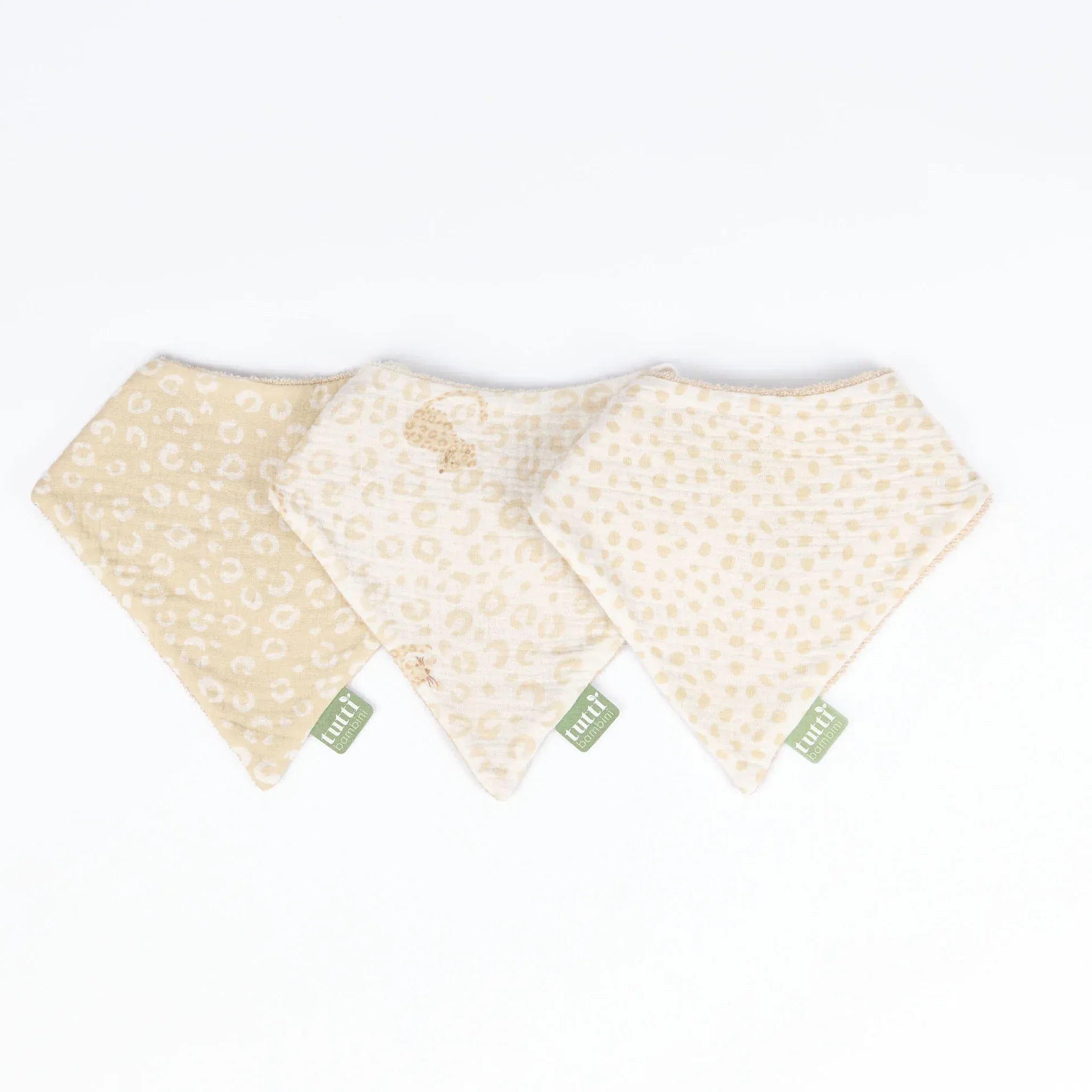 Tutti Bambini Love Cats bandana bibs 3 pack, imported from the UK