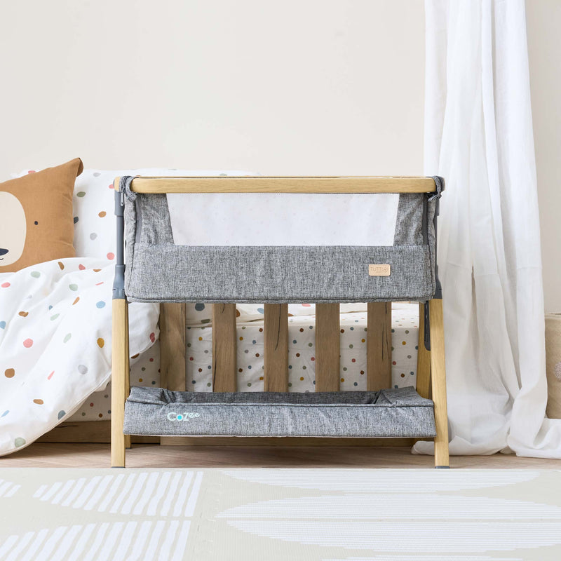 Tutti Bambini CoZee Mini Me play crib Oak and Charcoal - British product