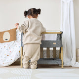 Tutti Bambini CoZee Mini Me play crib Oak and Charcoal - British product