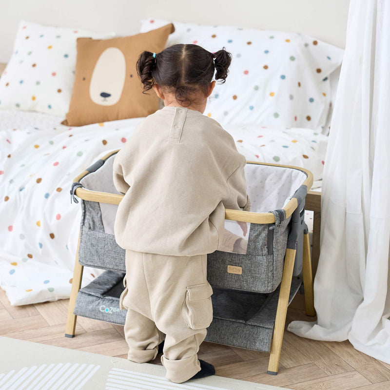 Tutti Bambini CoZee Mini Me play crib Oak and Charcoal - British product