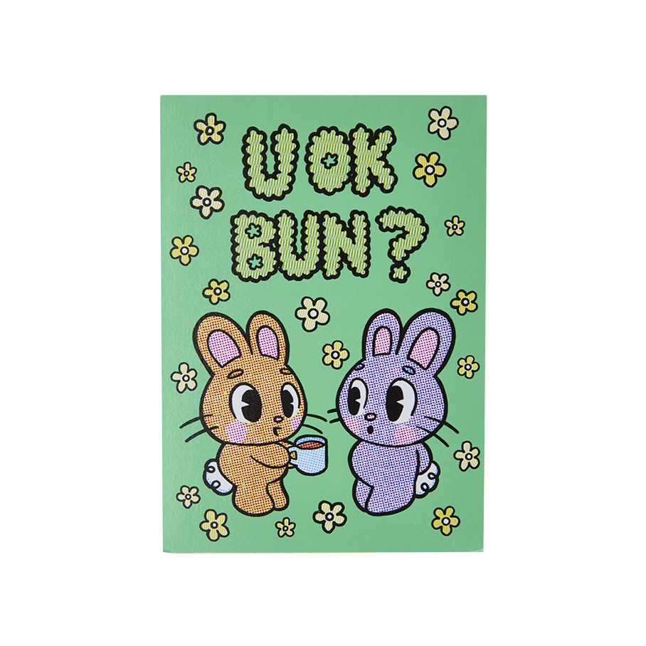 U OK BUN? postcard, imported from the UK