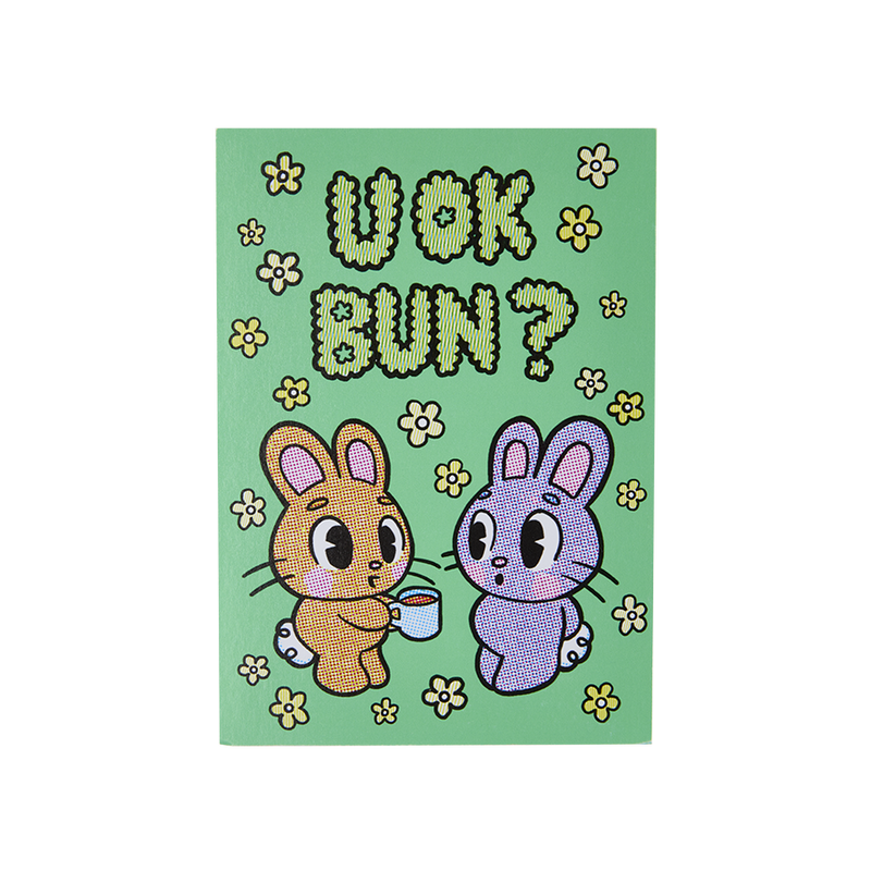 U OK BUN? postcard, imported from the UK