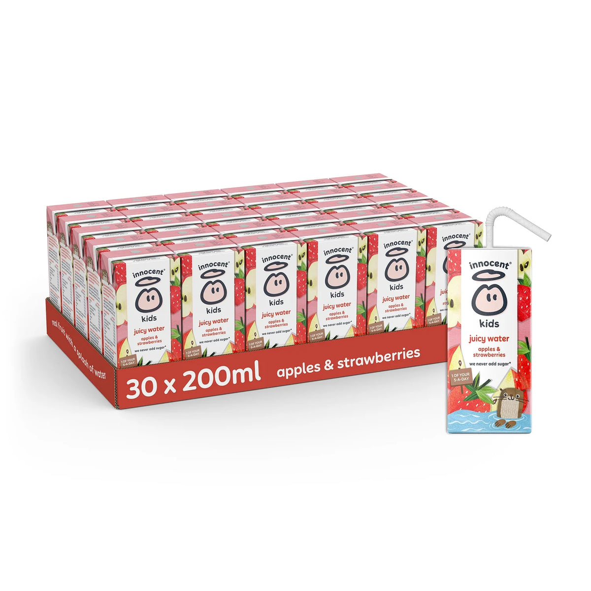 Innocent kids apples and strawberries juicy water 30 x 200ml cartons, UK version