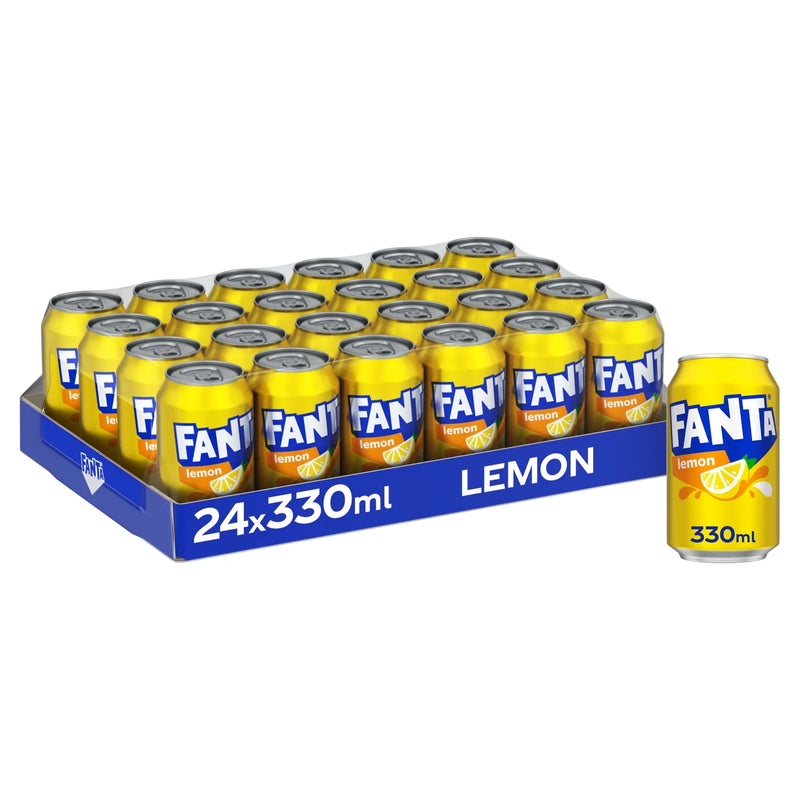 Fanta lemon soft drink 24 x 330ml cans - British product
