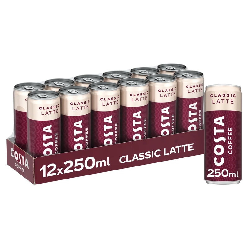 Costa Coffee Classic Latte Iced Coffee 12 x 250ml cans - British product