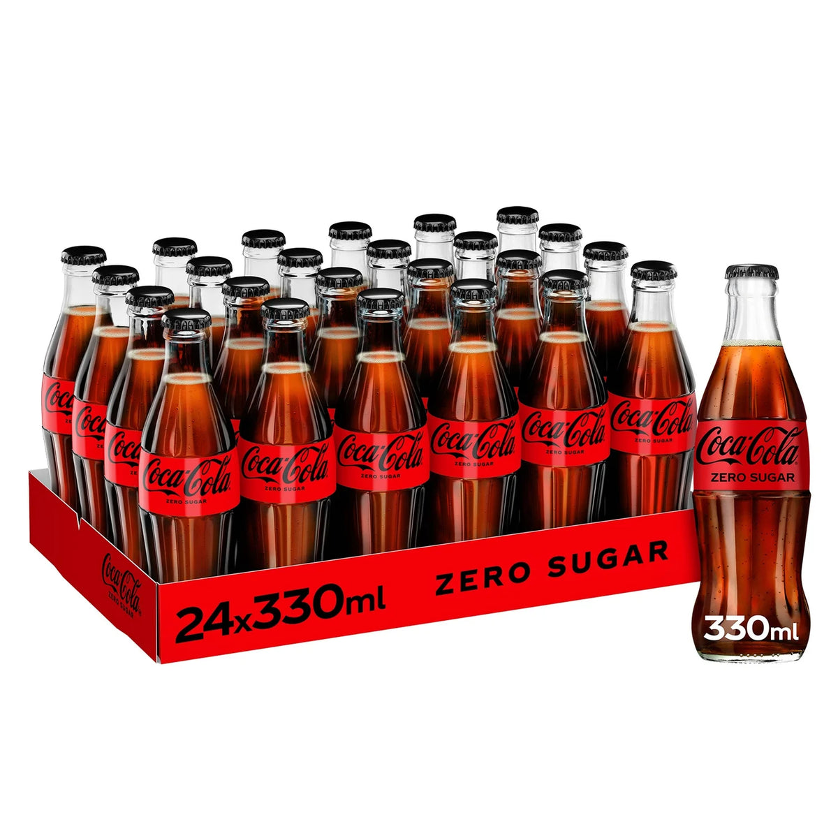 Coca-Cola Zero Sugar cola 24 x 330ml cans - British product