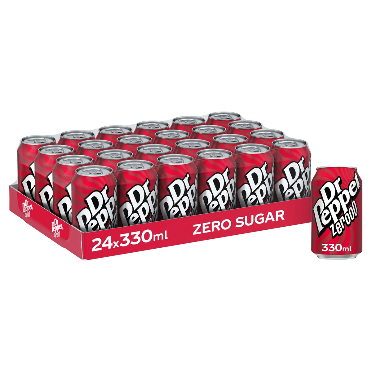 Dr Pepper Zero sugar-free cola 24 x 330ml cans - British product