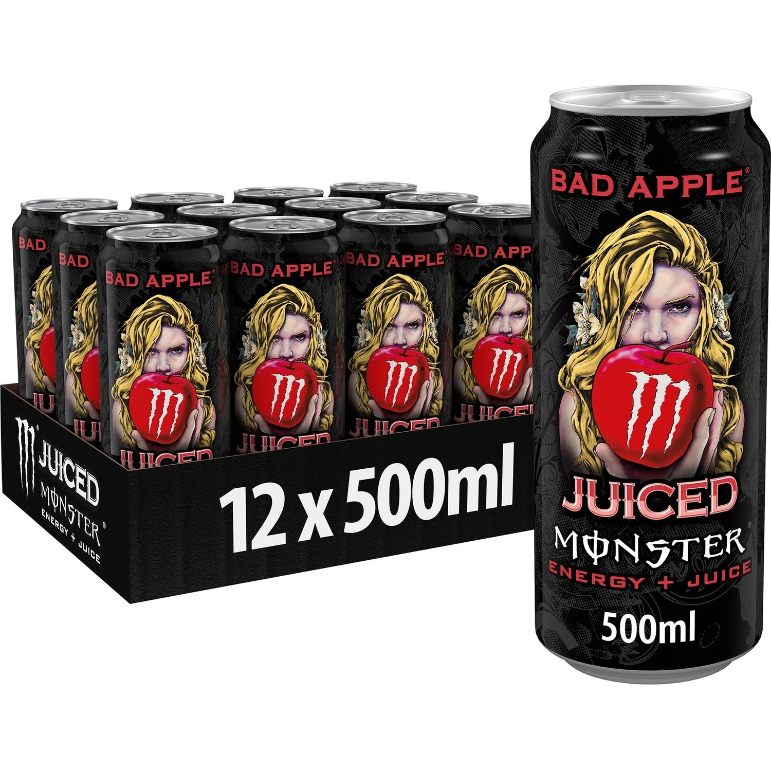 Monster Bad Apple Energy-Drink, 12 x 500 ml Dosen, importiert aus Großbritannien