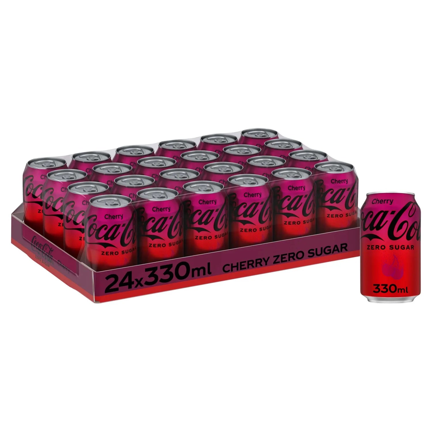 Coca-Cola Zero Sugar Cherry cola 24 x 330ml cans - British product