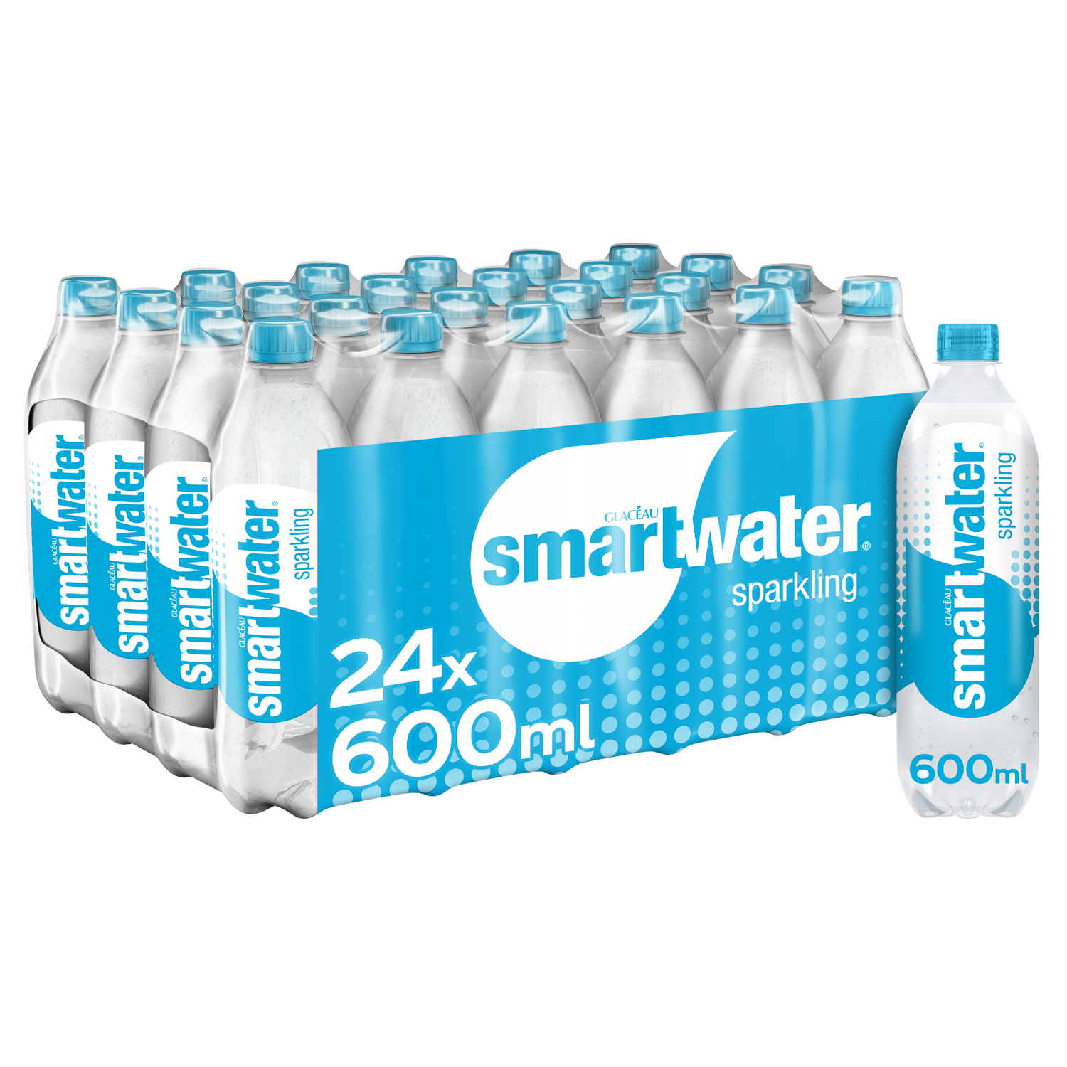 Eau pétillante Glacéau Smartwater, 24 bouteilles de 600 ml, version Royaume-Uni