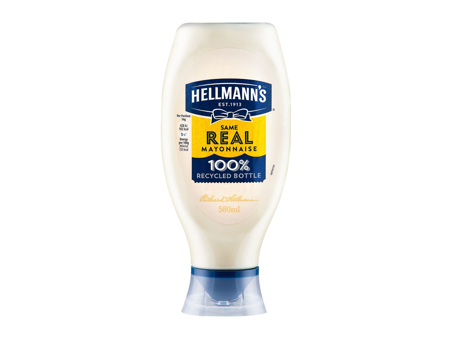 Real mayonnaise 580ml bottle, UK version