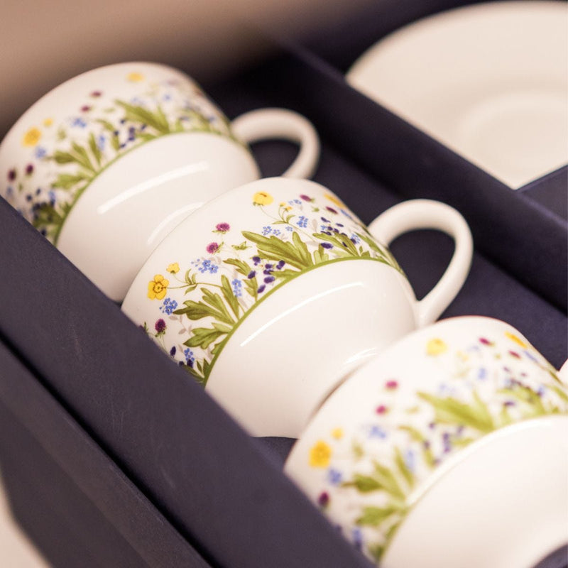 Halcyon Days Highgrove wildflower teacup and saucer set of 6 - British product