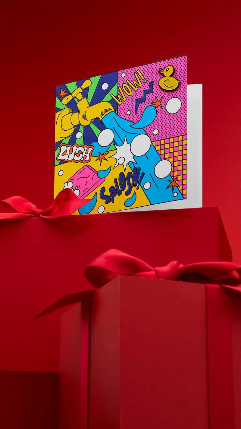 Lush WOW greetings card 150mm x 150mm - British product