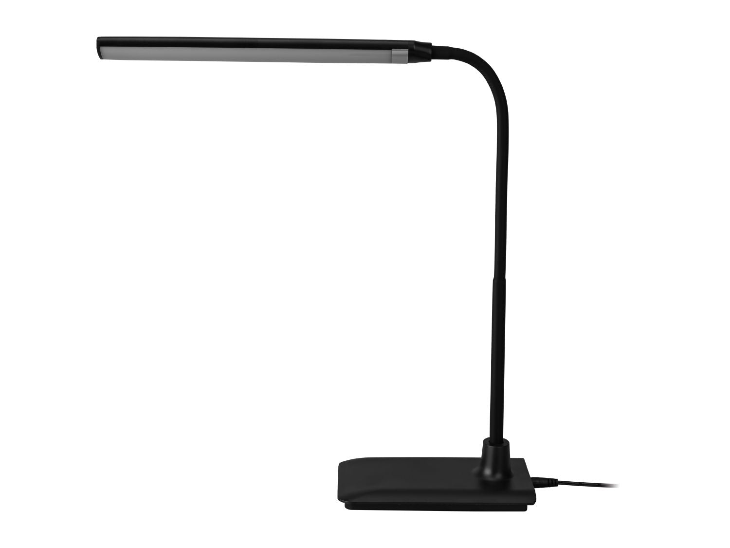 Black LED desk lamp with flexible arm, 32.5cm - British product