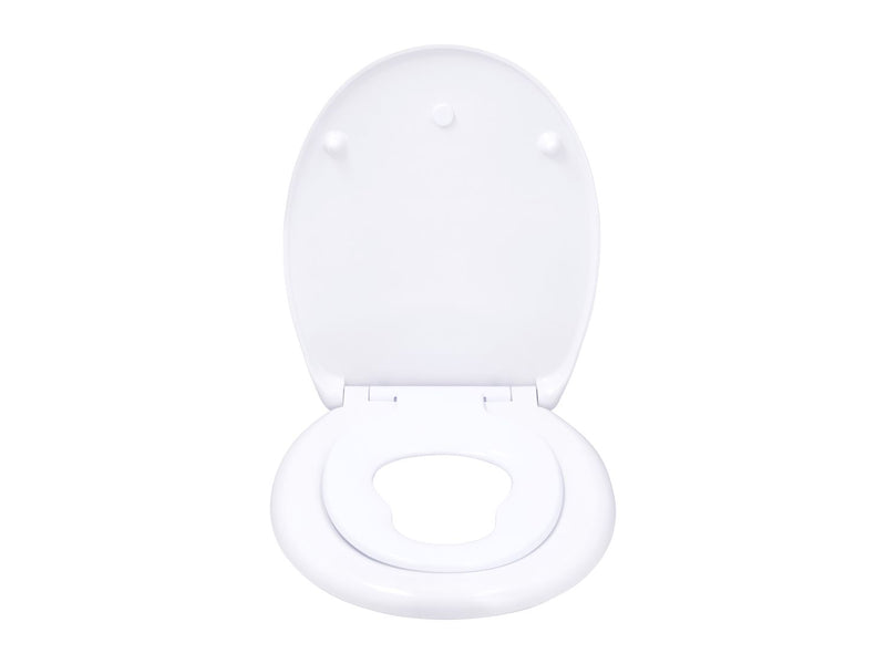 Family toilet seat with soft close and child seat (British brand)